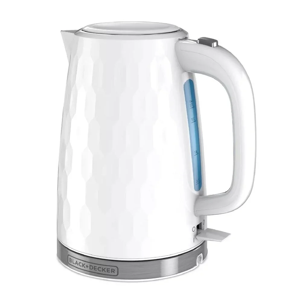 New Black & Decker White Honeycomb 1.7-Liter Rapid-Boil Electric Cordless Kettle
